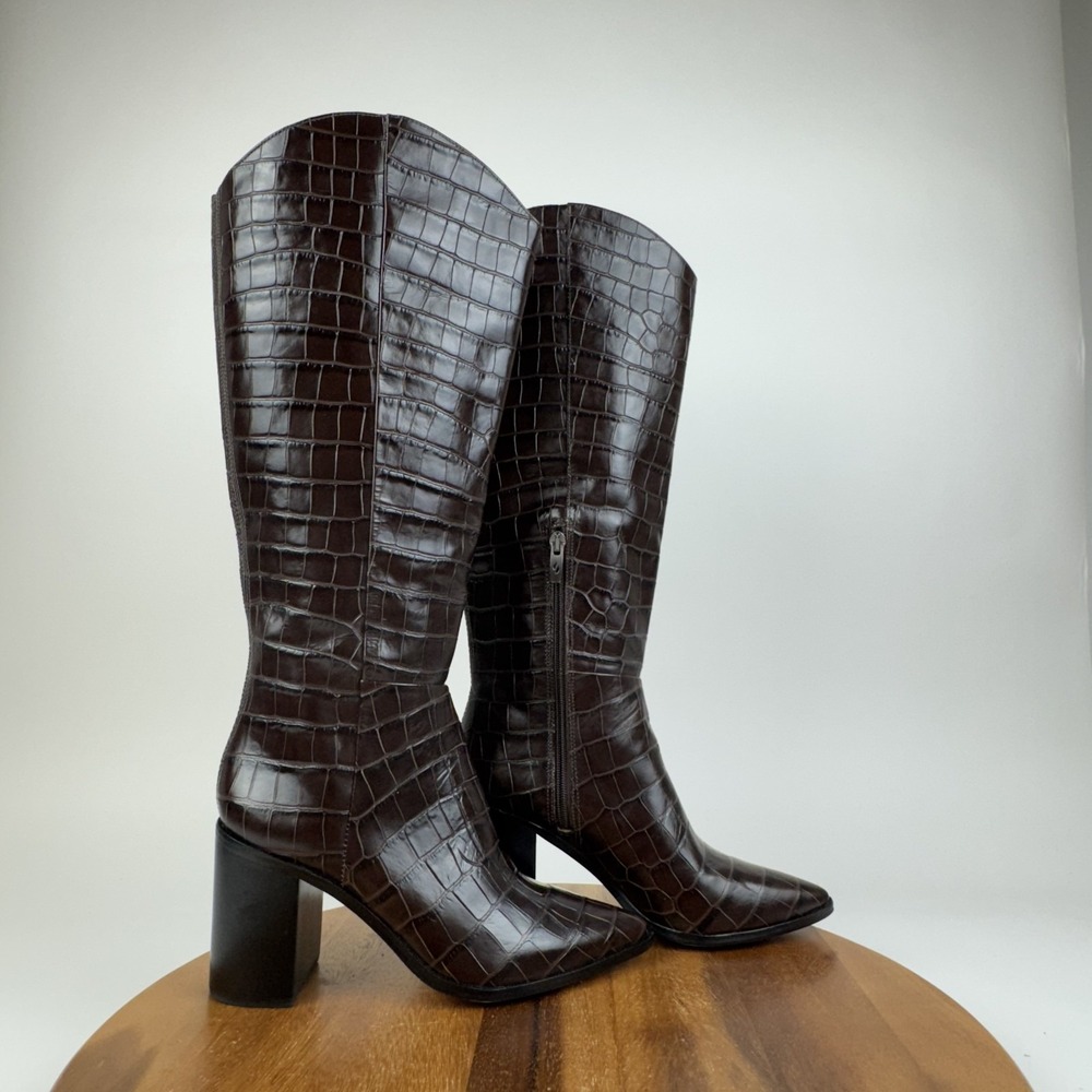 New Womens Sarto By Franco Sarto Ticada Brown Leather Riding Boots Size 8.5 M WC